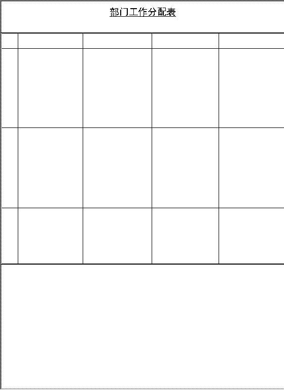 部门工作分配表Word模板