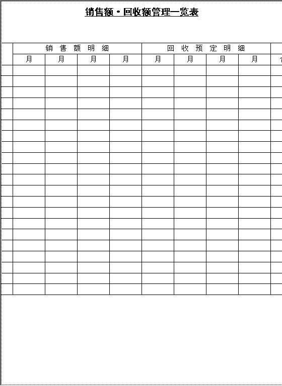 销售额 回收额管理一览表Word模板