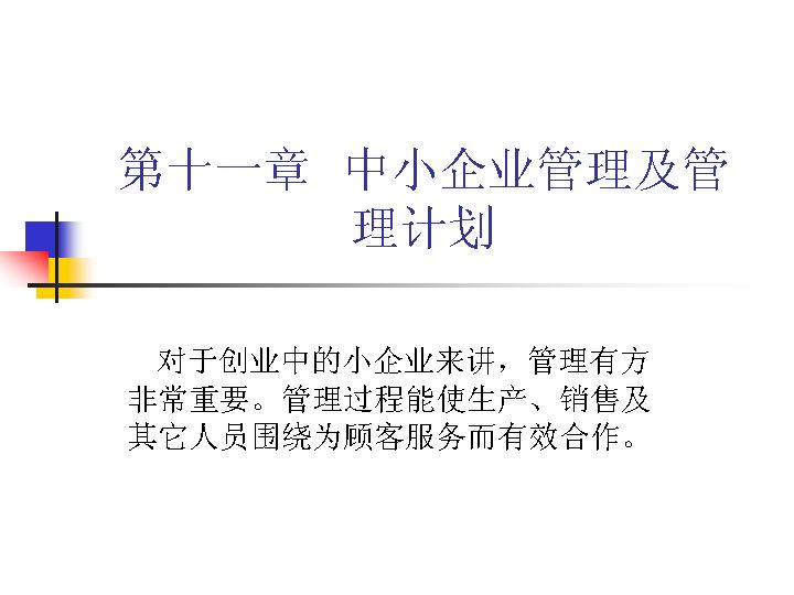 中小企业管理及管理计划PPT