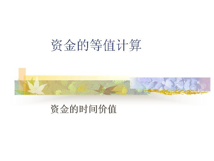 资金的等值计算PPT