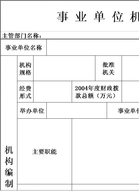 事业单位机构编制基本情况调查表Excel模板