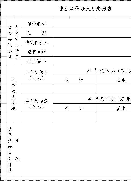 事业单位法人年度报告Excel模板