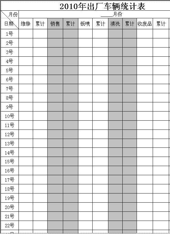 出厂车辆统计表Excel模板