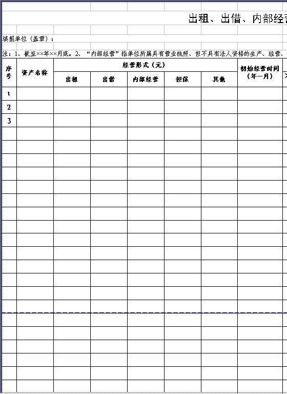 出租、出借、内部经营等情况调查表Excel模板