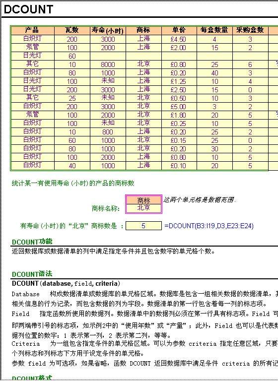 函数DCOUNT高级应用Excel模板