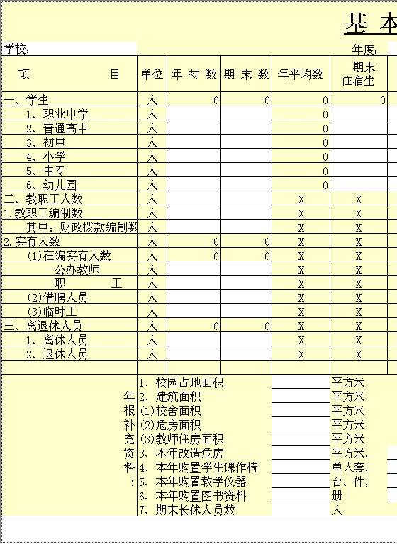 基本数字表Excel模板