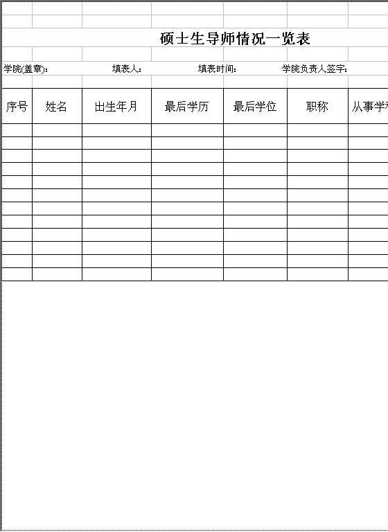 学院博士生导师统计表Excel模板