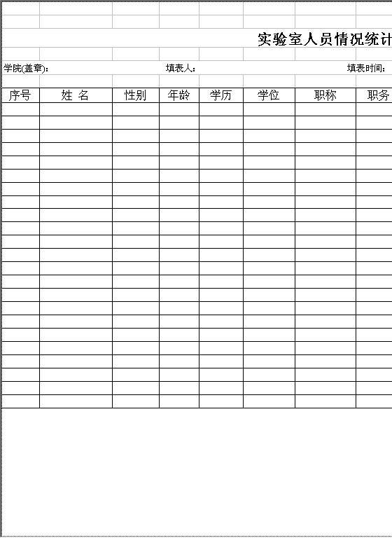 实验室人员结构情况统计表Excel模板