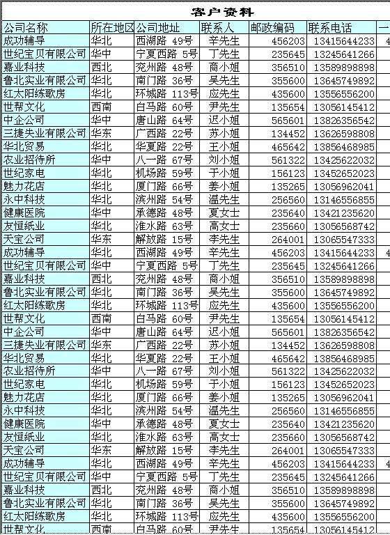 客户资料管理表Excel模板