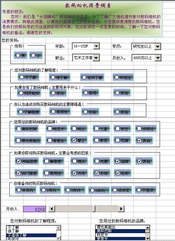 市场调研问卷Excel模板