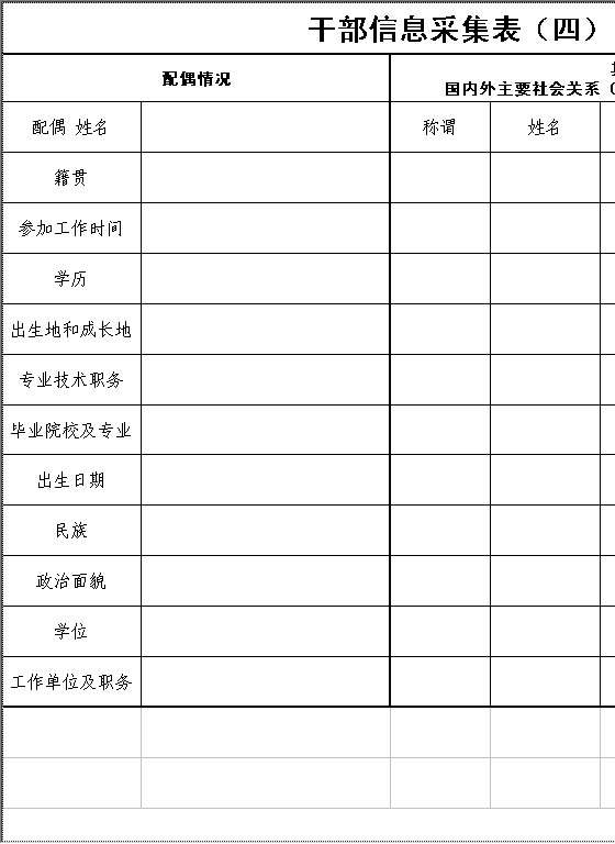 干部信息采集表Excel模板