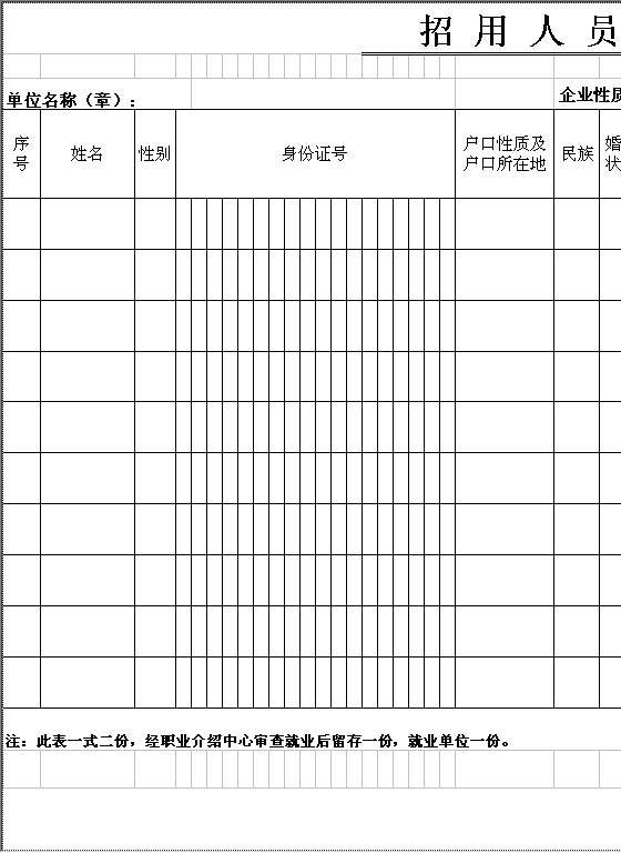 招用人员花名册Excel模板