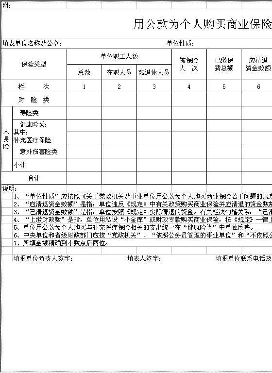 用公款为个人购买商业保险清退情况统计表Excel模板