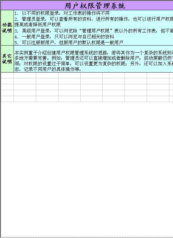 用户权限管理系统Excel模板