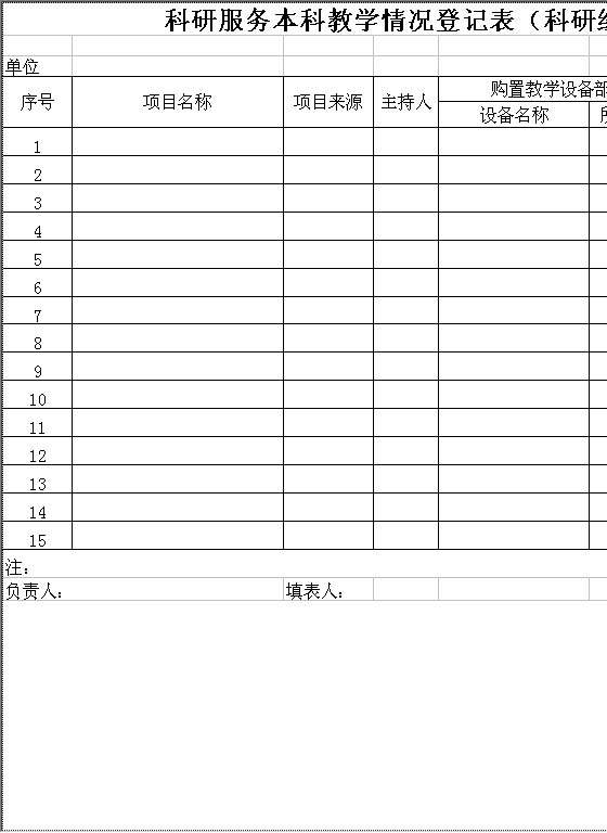 科研服务教学统计表样表Excel模板