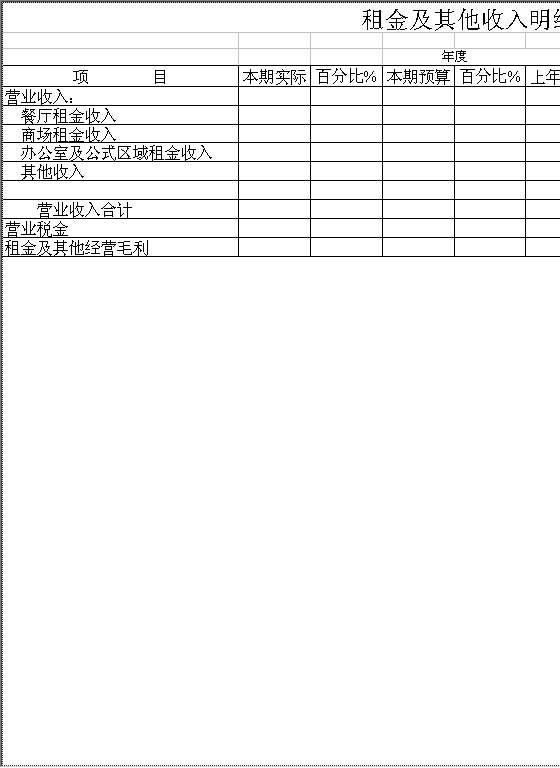 租金及其他收入明细表Excel模板