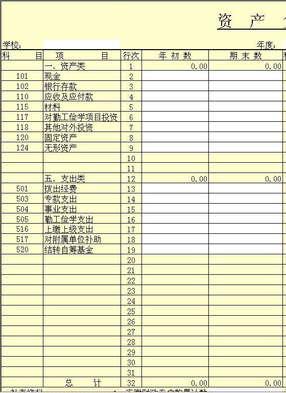 资产负债表10Excel模板