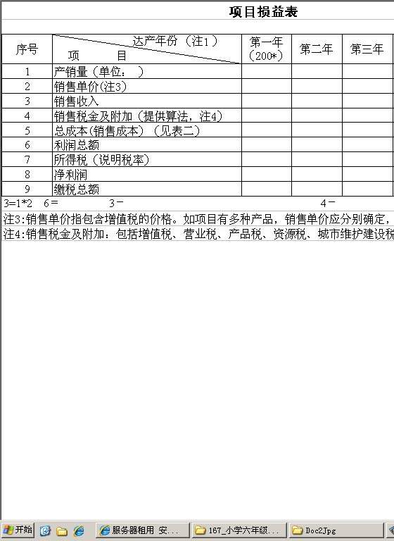 项目损益表Excel模板