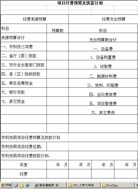 项目经费预算及拨款计划Excel模板