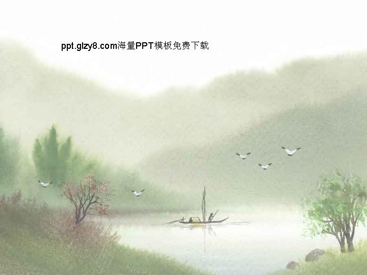 25张淡雅水墨画系列PPT背景图片