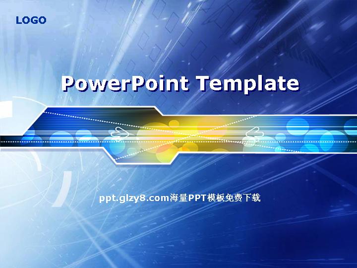 蓝色背景条形简约风格PowerPoint模板