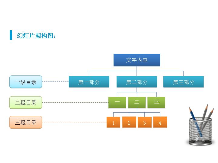 简洁的组织结构图PPT图表素材下载