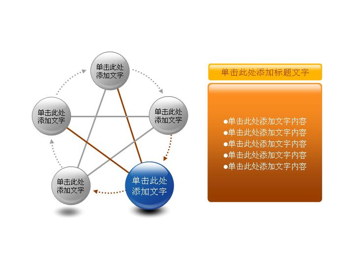 五角星结构PPT关系图素材