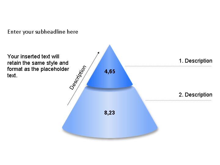 层级关系的蓝色圆锥体PPT图表模板