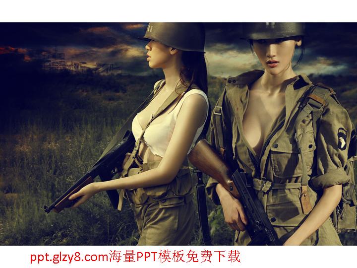 二战风云美女PPT背景图片