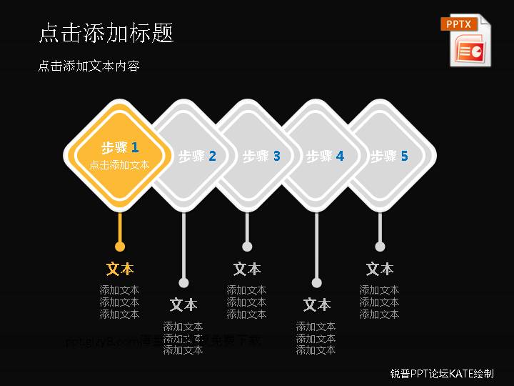 递进步骤说明关系PPT图表