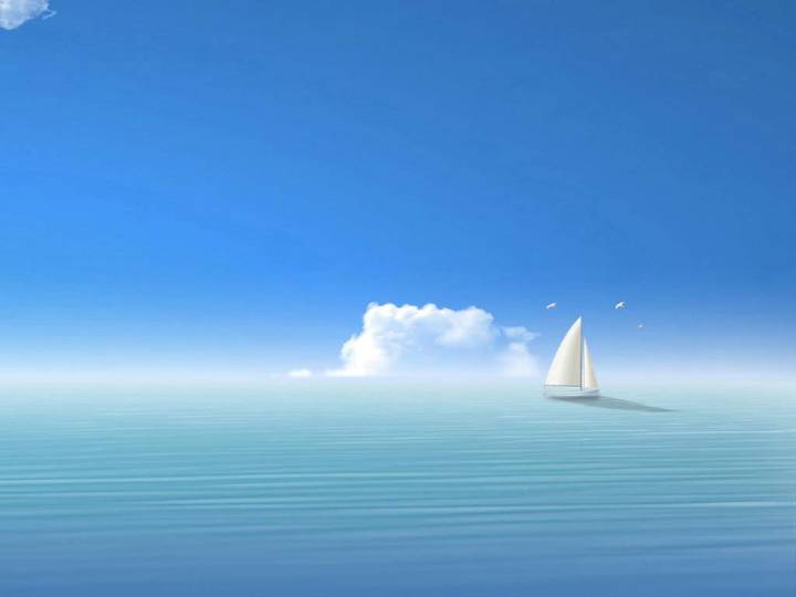 简约海上帆船背景PPT模板