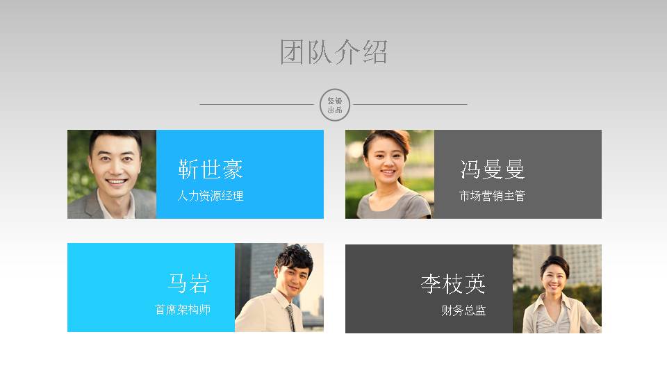 团队介绍排版四例PPT模板