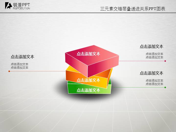 三元素交错层叠递进关系PPT图表