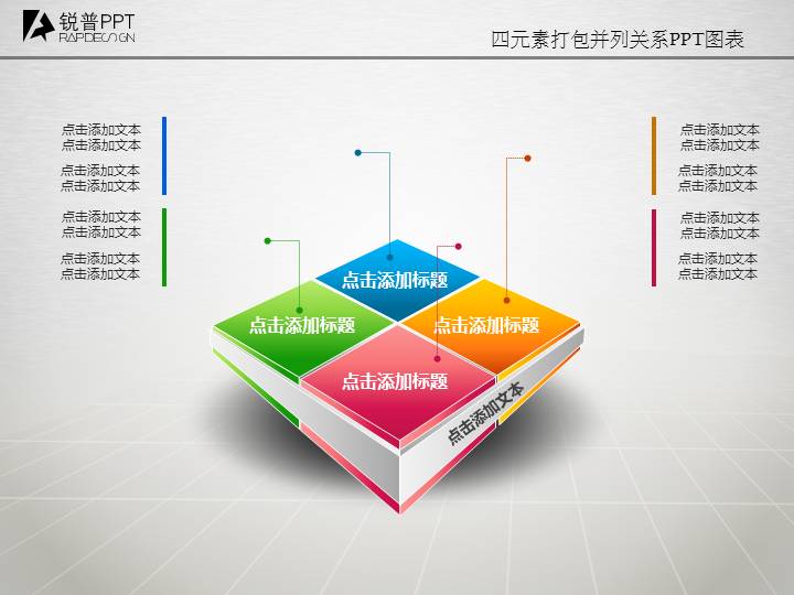 四元素打包并列关系PPT图表