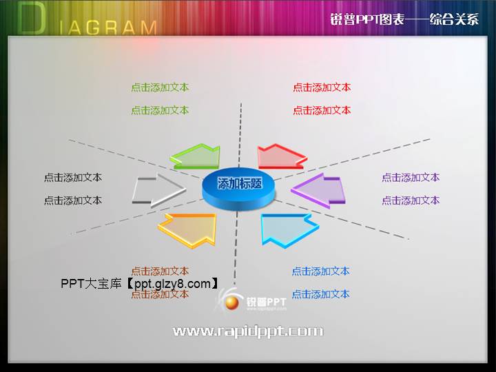 色彩亮丽立体饼形PPT图表下载