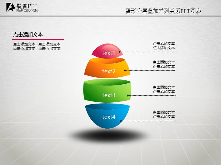 蛋形分层叠加并列关系PPT图表