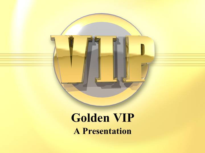 动态立体金色VIP字体标示牌PPT模板