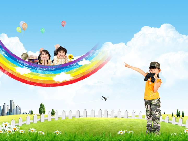 彩虹背景科教类教育行业PPT模板