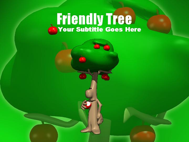 幻灯片模版friendly tree PPT模板