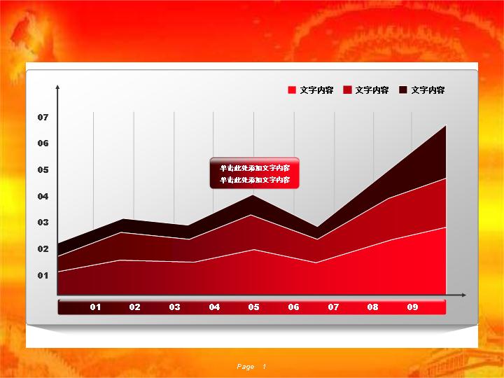 中国红图表商务PPT模板