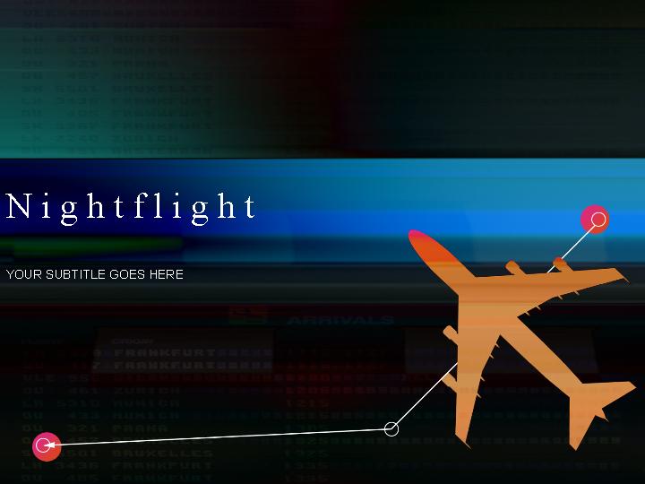 夜间导航航空PPT模板